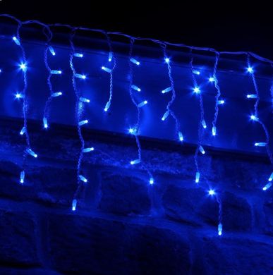 Гірлянда-бахрома на прозорому дроті, 120 LED ламп, синій колір, 3.30*0.70 метра (G807)