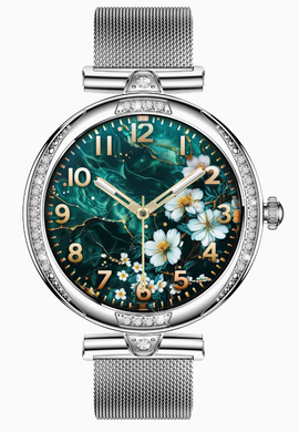 Смарт-годинник Valady Crystal 39mm Срібло + ремінець 16mm силіконовий-сірий + ремінець 18mm металевий-срібло 90383889 фото