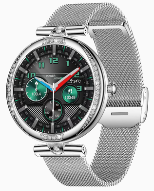 Смарт-годинник Valady Crystal 39mm Срібло + ремінець 16mm силіконовий-сірий + ремінець 18mm металевий-срібло 90383889 фото