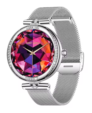Смарт-годинник Valady Crystal 39mm Срібло + ремінець 16mm силіконовий-сірий + ремінець 18mm металевий-срібло 90383889 фото