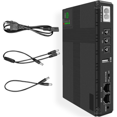 ДБЖ для роутеру, оптики, терміналу, відеокамери UPS DC1018P, 10400 mAh 18W, 5V/9V/12V Чорний