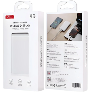 Power Bank XO-PB308 Білий 10000 mAh 155120 фото