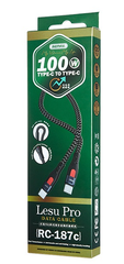 Кабель Remax RC-187c Silicone Type-C to Type-C 100W Cable Black