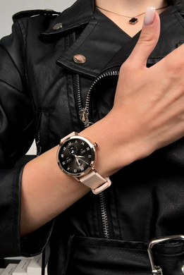 Смарт-годинник Valady Rose 39mm Золото + ремінець 16mm силіконовий-пудровий + ремінець 18mm металевий-золото copy_66813684 фото