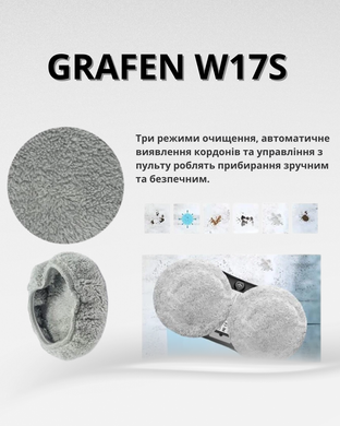 Робот для мийки вікон GRAFEN W17S з Додатком на телофоні для зручного керуванн та автоматичним розпилювачем води  6195071 фото
