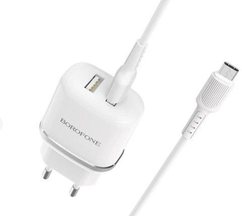 Мережевий зарядний пристрій Borofone BA25A Micro 2 USB 2.4A 62930643 фото