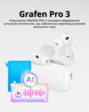 Навушники бездротові GRAFEN PRO 3 з вбудованим штучним інтелектом та перекладачм на 150 мов 10360030 фото