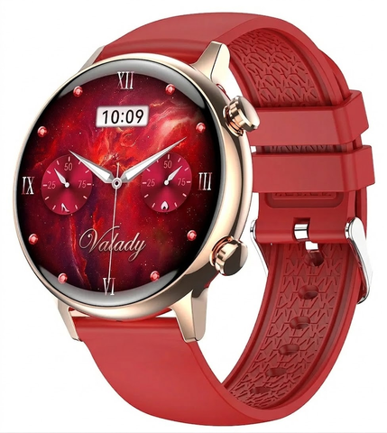 Смарт-годинник VALADY J4 mini 39mm Золото + ремінець 18mm силіконовий-червоний + ремінець 18mm металевий-золото 4848007 фото