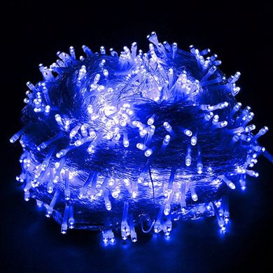 Гірлянда-нитка на прозорому дроті, 500 LED ламп, із синім світлом, 32 м (арт 32)