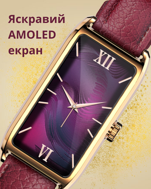 Смарт-годинник Valady Royal SE Золото + ремінець 14mm шкіряний-Бордовий copy_55620955 фото