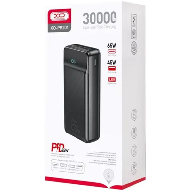 Power Bank XO-PR201 65w 30000 mAh - Power Delivery для ноутбуків, роутерів, телефонів